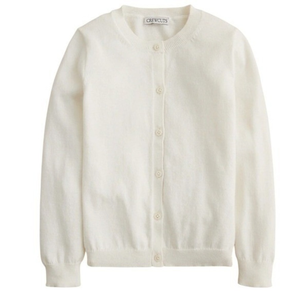 Crewcuts J Crew Girls White Cotton Button Front Cardigan Sweater Size M 8-9 NWT